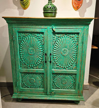 Load image into Gallery viewer, Carved Green Cabinet