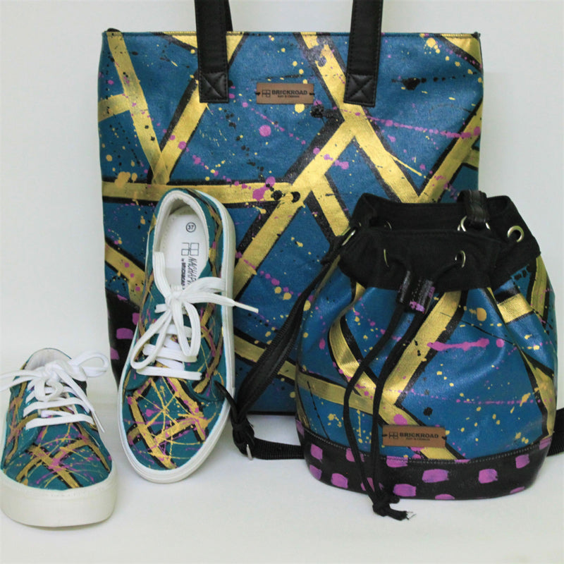 Totes, Bucket Bags and Shoes - handcrafted and hand-painted