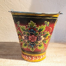 Load image into Gallery viewer, Floral Painted Planter - Metal (Red)