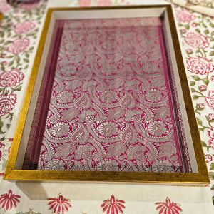 Banarasi Zari Tray with Coasters