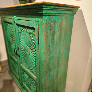 Carved Green Cabinet