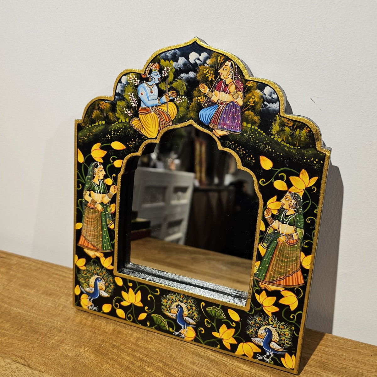 Hand-Painted Wooden Mirror