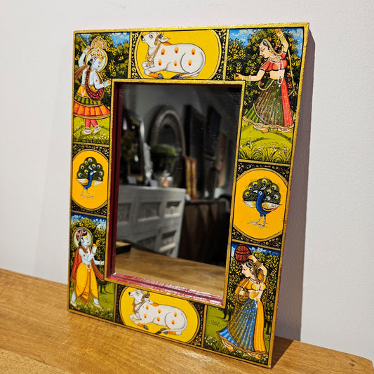 Hand-Painted Wooden Mirror