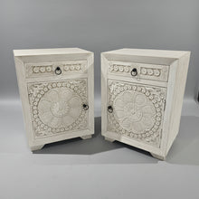 Load image into Gallery viewer, Carved Wooden Side Table (set of 2)