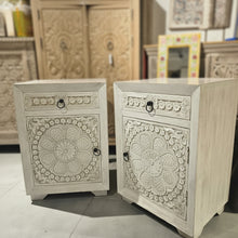 Load image into Gallery viewer, Carved Wooden Side Table (set of 2)