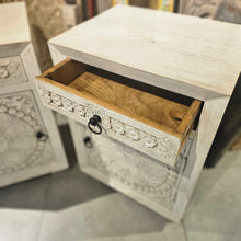 Load image into Gallery viewer, Carved Wooden Side Table (set of 2)