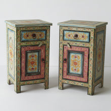 Load image into Gallery viewer, Hand-Painted Wooden Side Table (set of 2)