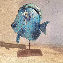 Load image into Gallery viewer, Blue Fish Candle Stand - Metal