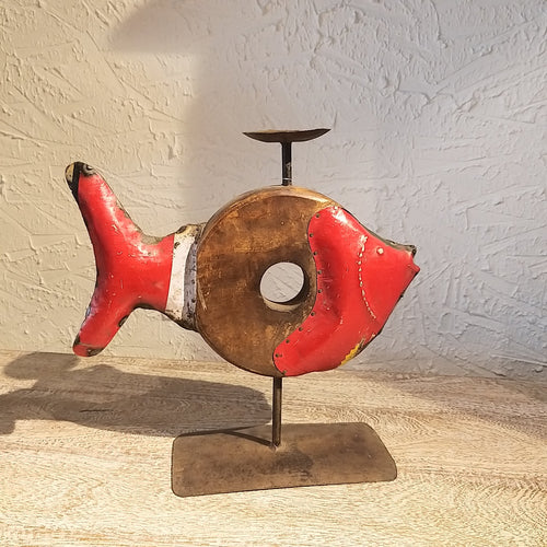 Fish Candle Stand Recycled - Medium