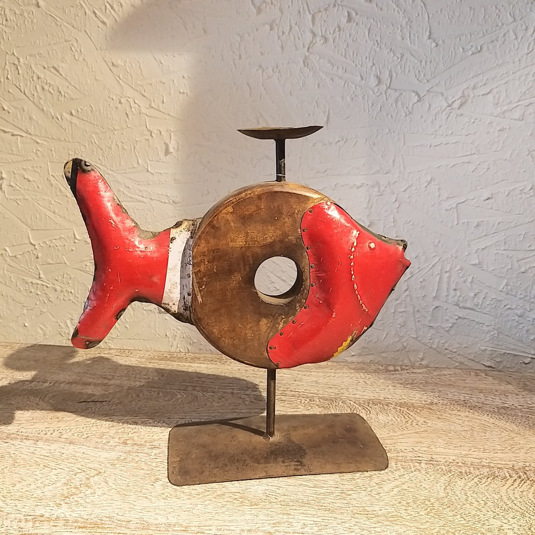 Fish Candle Stand Recycled - Medium